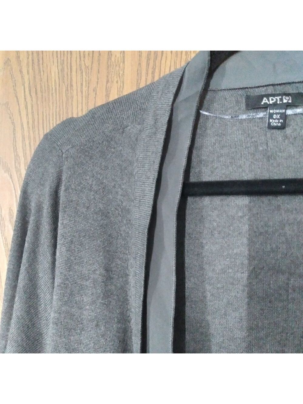 APT.9  Gray Open Front Lightweight Knit Cardigan - Picture 3 of 5